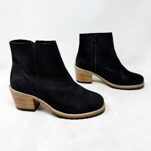 [Patina] Portland Leather Black Genuine Leather Stacked Heel Ankle Boots Size 11